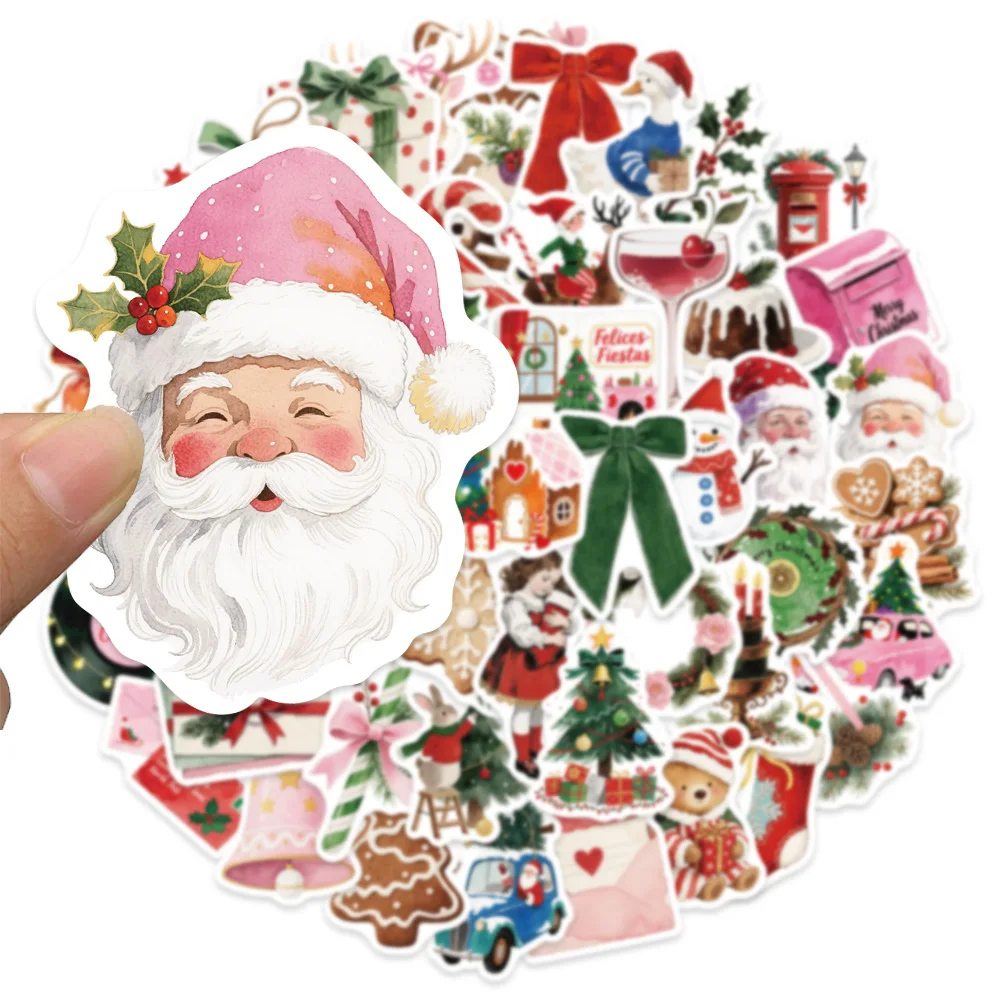 50PCS Christmas Aesthetic Gift Santa Claus Graffiti Stickers DIY Decorative Bags, Skateboards, Water Cups, Flat Stickers