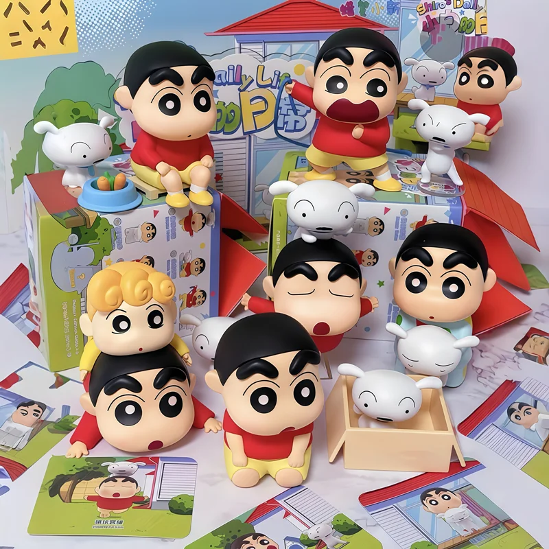Crayon Shin Chans Shiro Little White's Daily Life Anime Figure Model Peripheral Doll Blind Box Toys Ornament Christmas Gifts