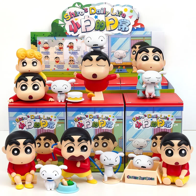Crayon Shin Chans Shiro Little White's Daily Life Anime Figure Model Peripheral Doll Blind Box Toys Ornament Christmas Gifts