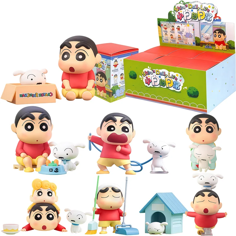 Crayon Shin Chans Shiro Little White's Daily Life Anime Figure Model Peripheral Doll Blind Box Toys Ornament Christmas Gifts