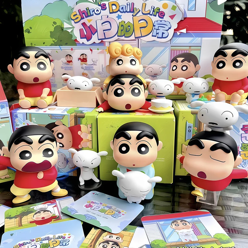 Crayon Shin Chans Shiro Little White's Daily Life Anime Figure Model Peripheral Doll Blind Box Toys Ornament Christmas Gifts