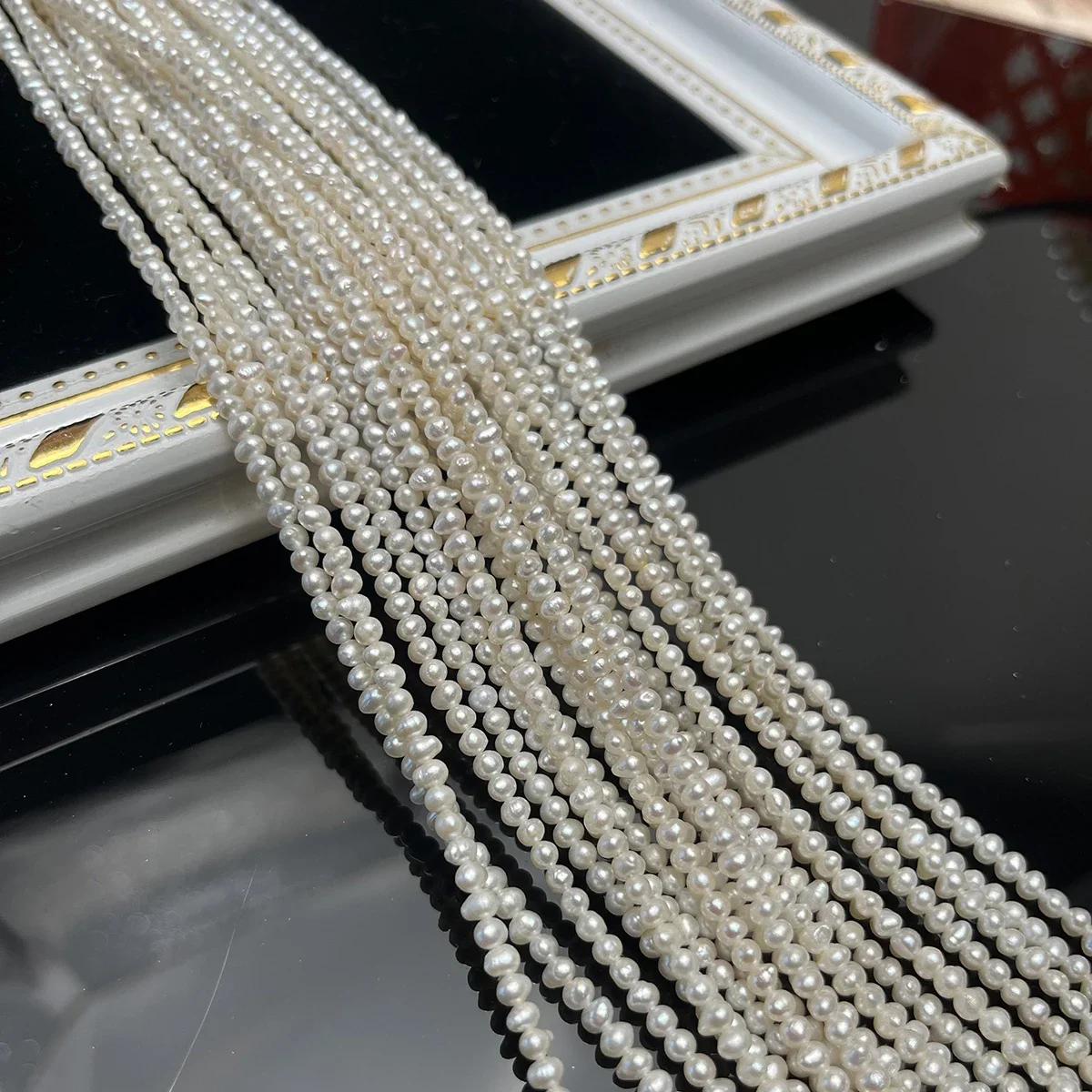 Natural Freshwater Pearls 3-4mm AA White Round Small Beads for Jewelry Making DIY Necklace Bracelet Accessories Gift Christmas