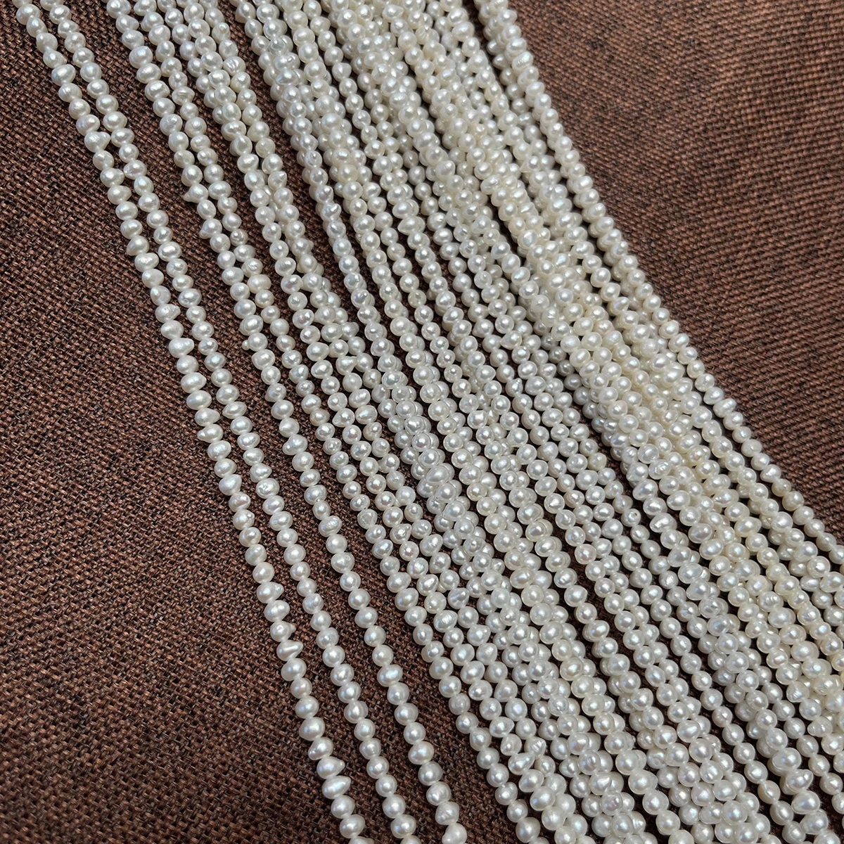 Natural Freshwater Pearls 3-4mm AA White Round Small Beads for Jewelry Making DIY Necklace Bracelet Accessories Gift Christmas
