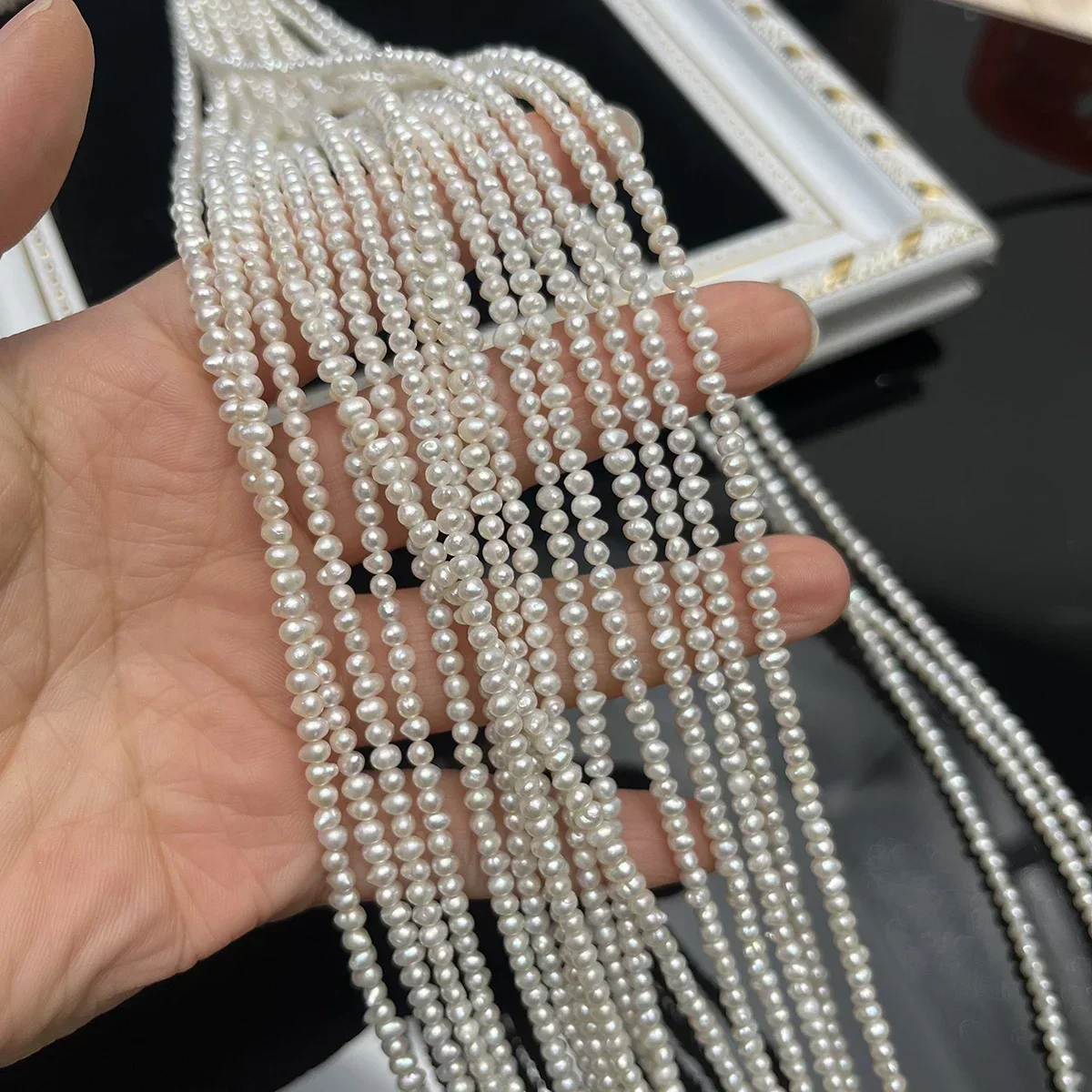 Natural Freshwater Pearls 3-4mm AA White Round Small Beads for Jewelry Making DIY Necklace Bracelet Accessories Gift Christmas