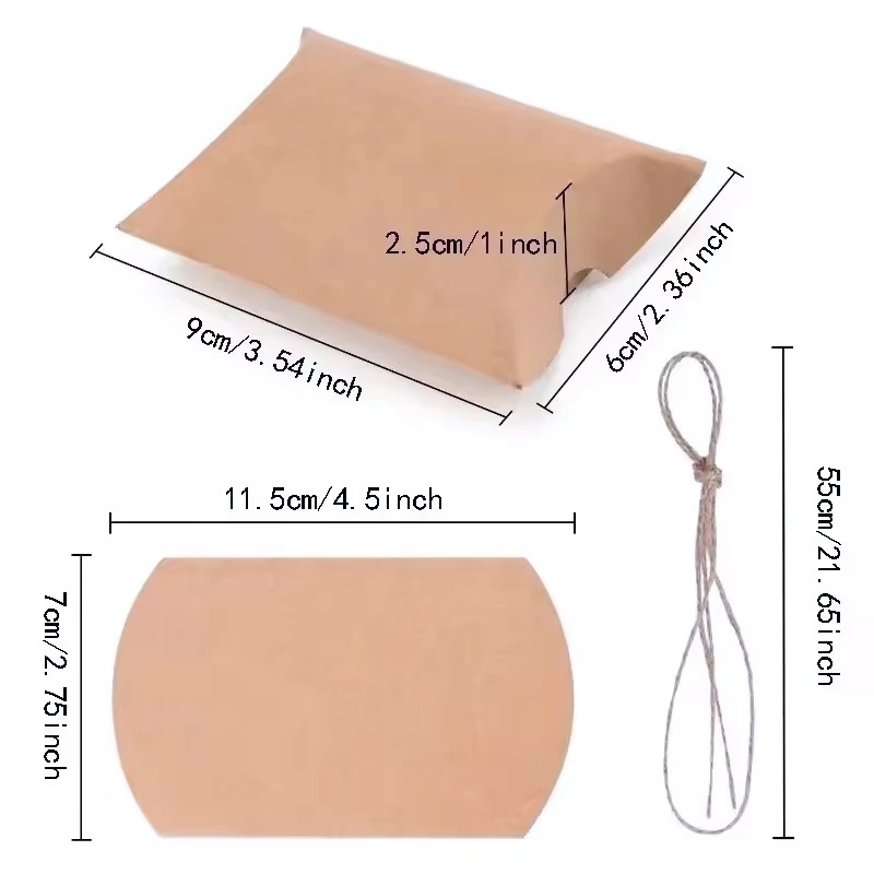 50/100PCS Pillow Candy Paper Box Kraft Paper Packaging Box Used For Candy Jewelry Gifts DIY Christmas Birthday Party Decoration