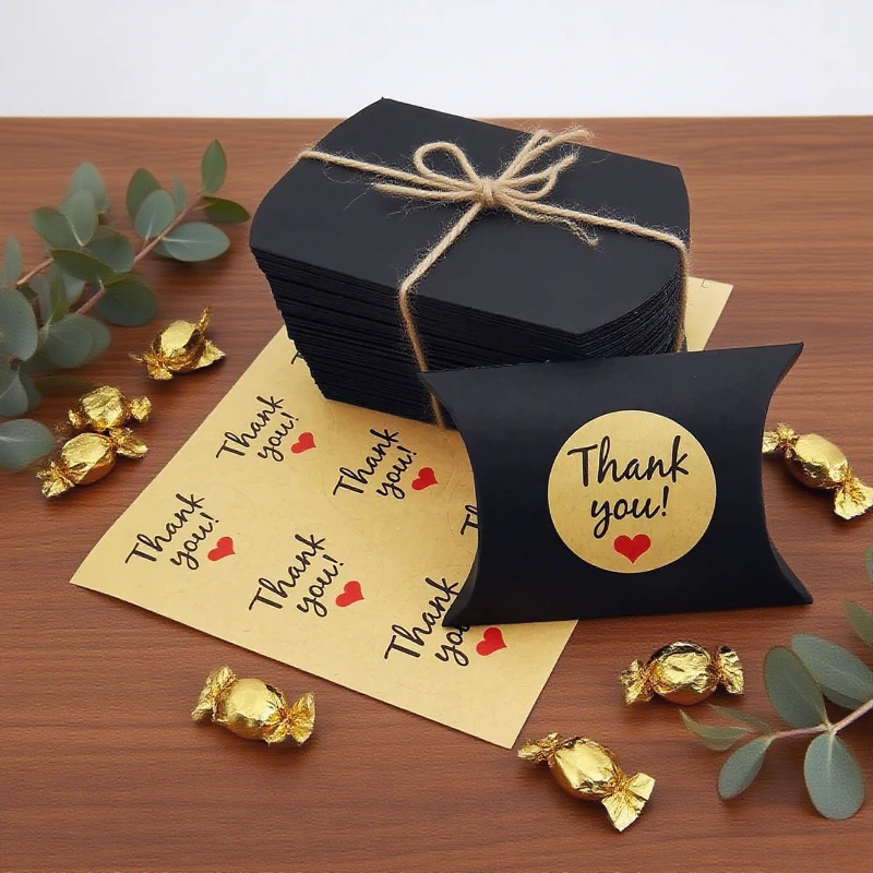 50/100PCS Pillow Candy Paper Box Kraft Paper Packaging Box Used For Candy Jewelry Gifts DIY Christmas Birthday Party Decoration