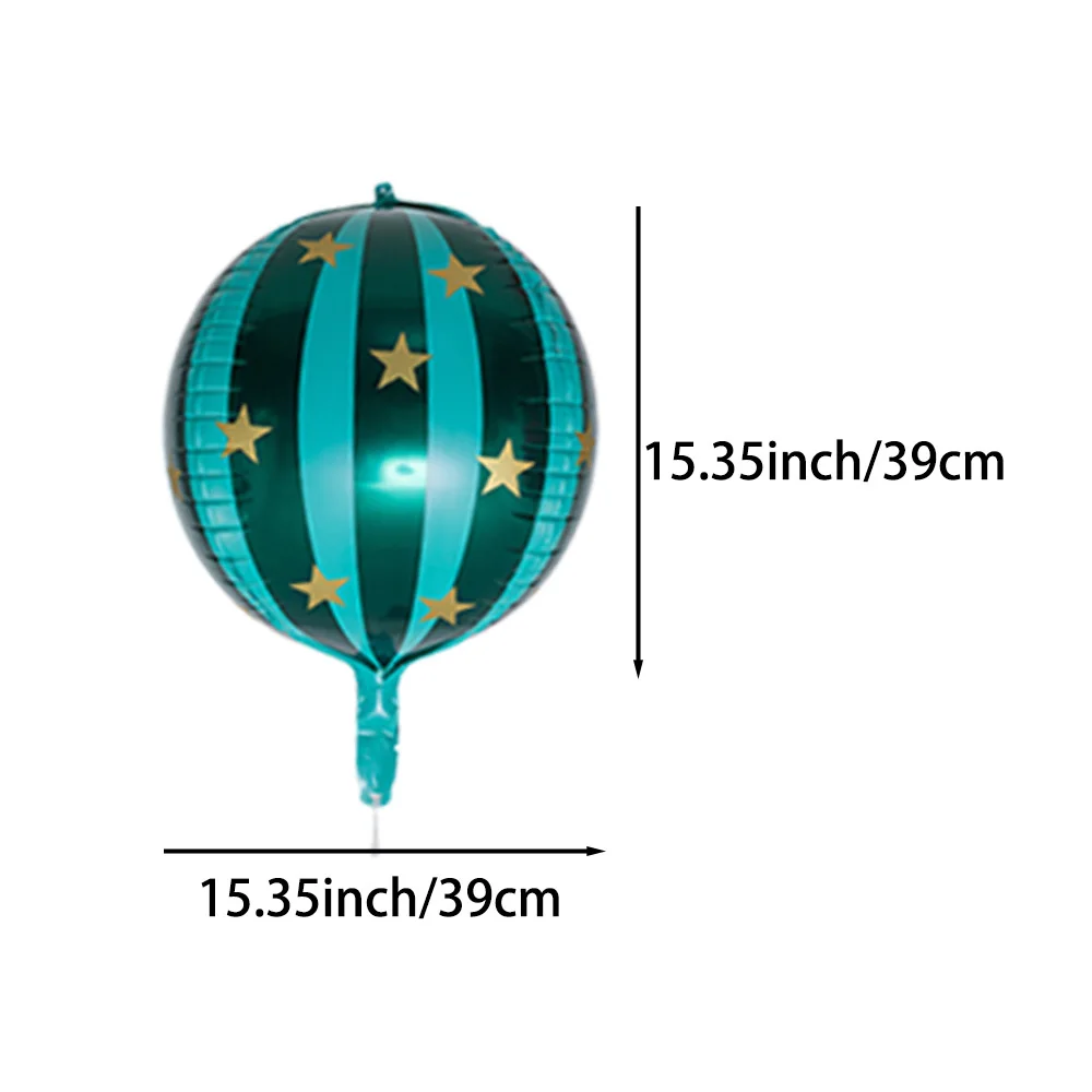 8-Pack of 22-Inch 4D Striped Star Balloons, 4 Red 4D Striped Star Balloons, 4 Green 4D Striped Star Balloons, 4D Aluminum Foil Balloons, Volleyball Balloons, Suitable for Christmas, Birthday Parties, Theme Parties, Christmas Party Decorations