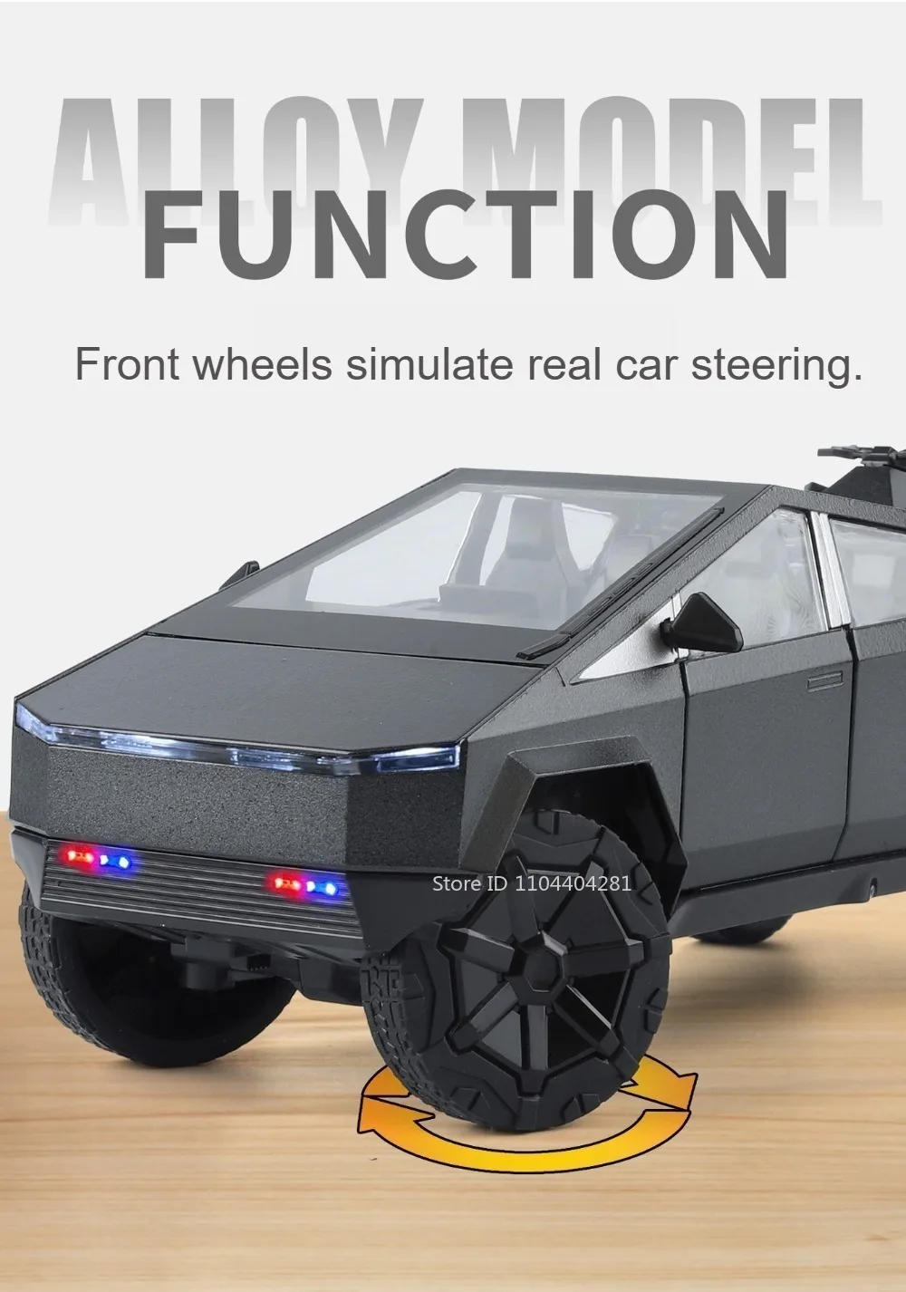1:24 Pickup S680 Model Toys Alloy Diecast Car Front Wheel Steering Doors Opened Sound Light Pull Back Vehice Boy Christmas Gift