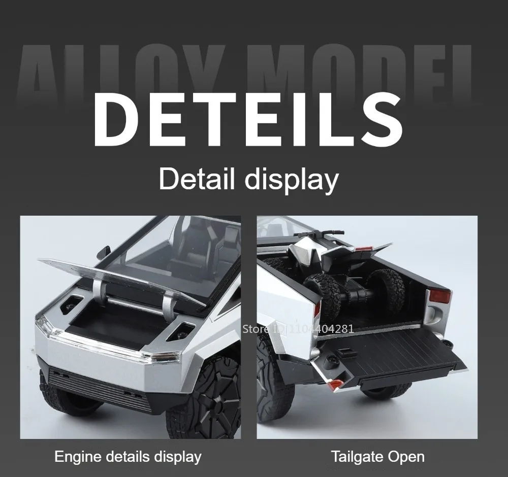 1:24 Pickup S680 Model Toys Alloy Diecast Car Front Wheel Steering Doors Opened Sound Light Pull Back Vehice Boy Christmas Gift