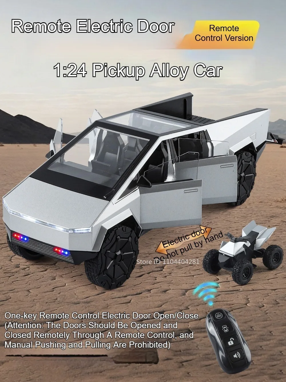 1:24 Pickup S680 Model Toys Alloy Diecast Car Front Wheel Steering Doors Opened Sound Light Pull Back Vehice Boy Christmas Gift