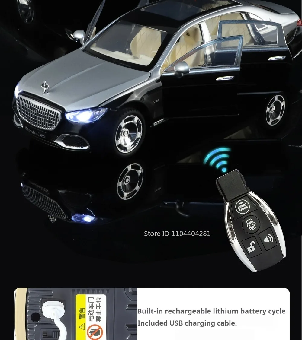 1:24 Pickup S680 Model Toys Alloy Diecast Car Front Wheel Steering Doors Opened Sound Light Pull Back Vehice Boy Christmas Gift