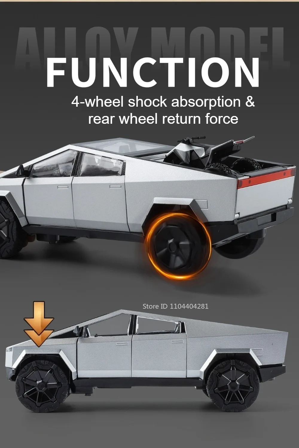 1:24 Pickup S680 Model Toys Alloy Diecast Car Front Wheel Steering Doors Opened Sound Light Pull Back Vehice Boy Christmas Gift