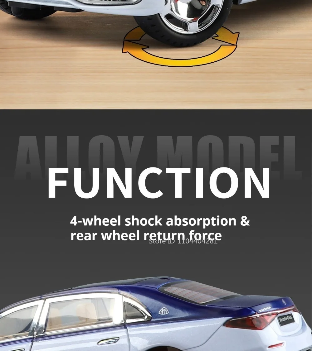 1:24 Pickup S680 Model Toys Alloy Diecast Car Front Wheel Steering Doors Opened Sound Light Pull Back Vehice Boy Christmas Gift