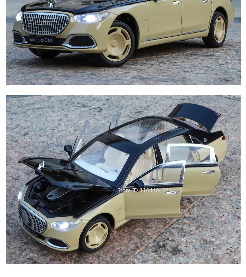 1:24 Pickup S680 Model Toys Alloy Diecast Car Front Wheel Steering Doors Opened Sound Light Pull Back Vehice Boy Christmas Gift