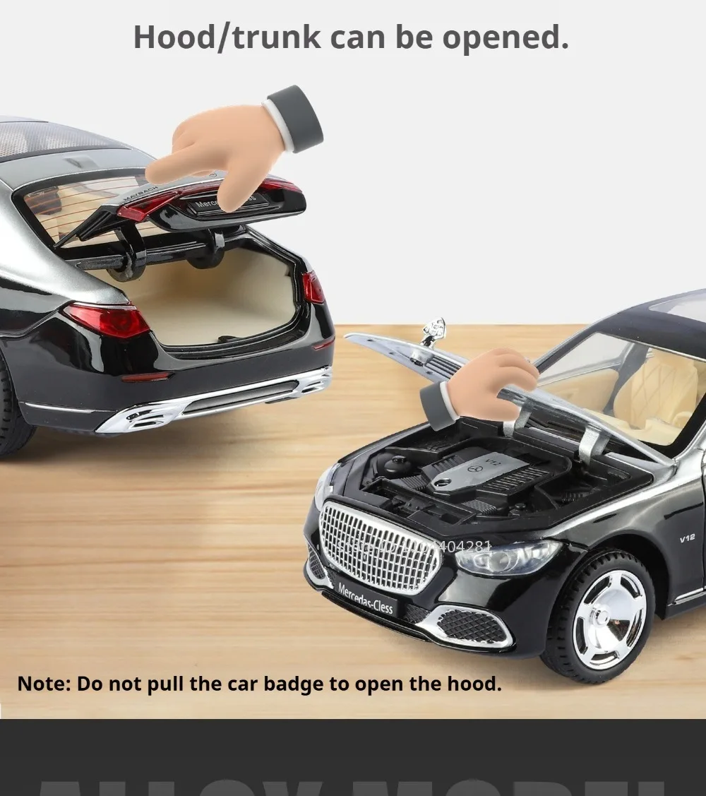 1:24 Pickup S680 Model Toys Alloy Diecast Car Front Wheel Steering Doors Opened Sound Light Pull Back Vehice Boy Christmas Gift