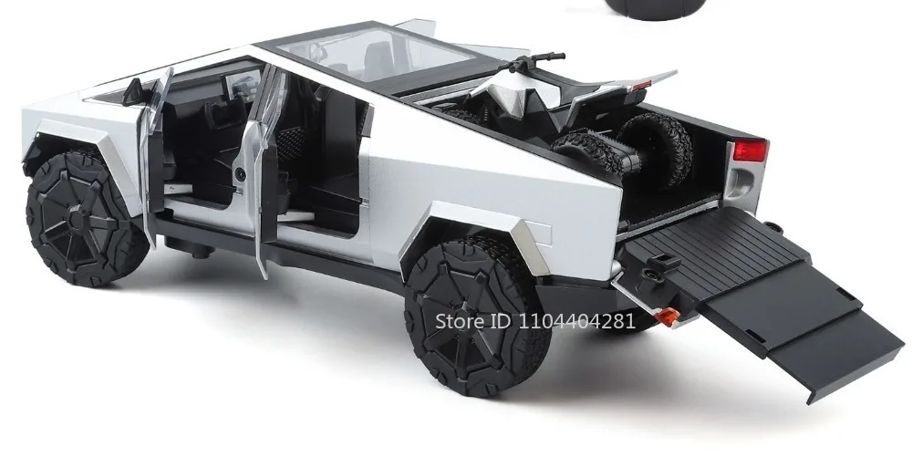 1:24 Pickup S680 Model Toys Alloy Diecast Car Front Wheel Steering Doors Opened Sound Light Pull Back Vehice Boy Christmas Gift