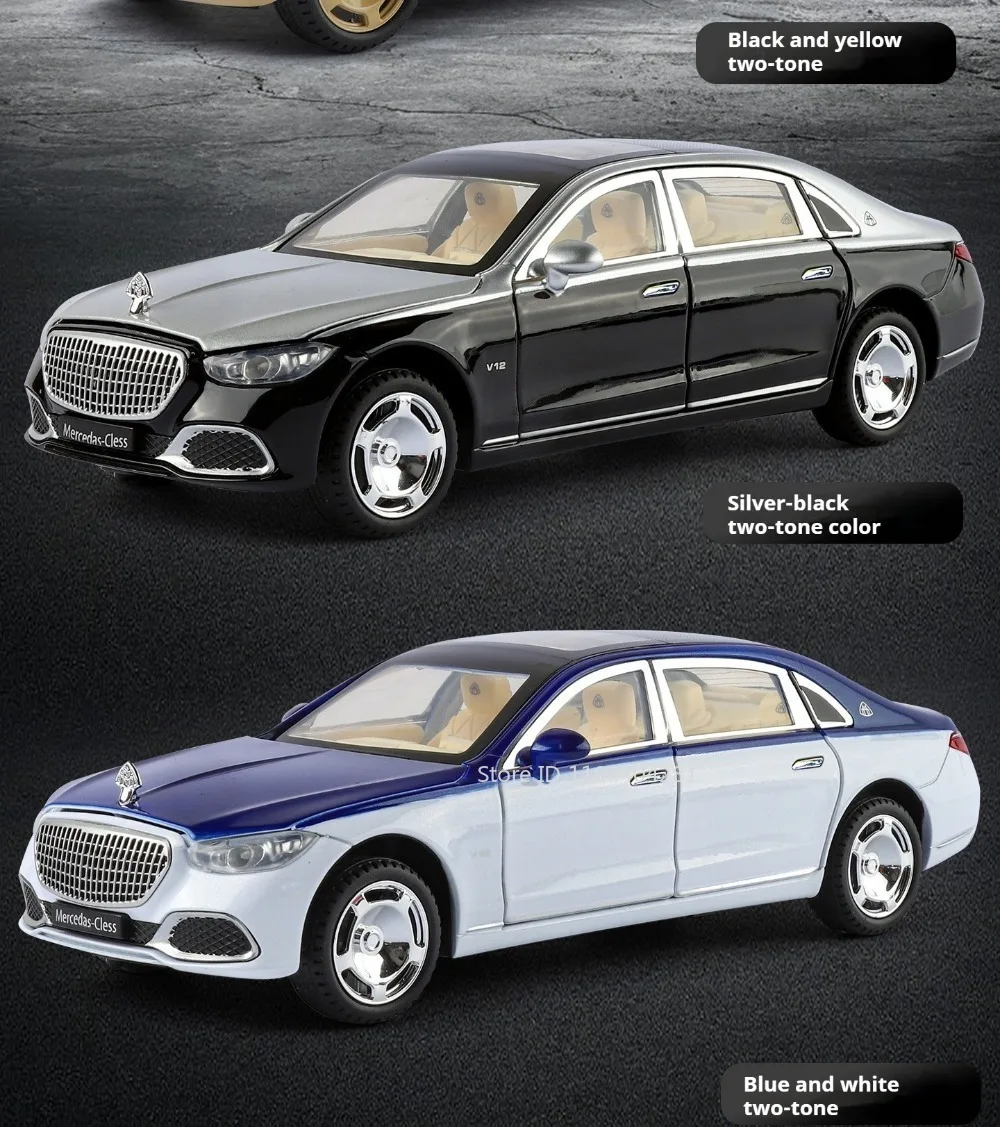 1:24 Pickup S680 Model Toys Alloy Diecast Car Front Wheel Steering Doors Opened Sound Light Pull Back Vehice Boy Christmas Gift