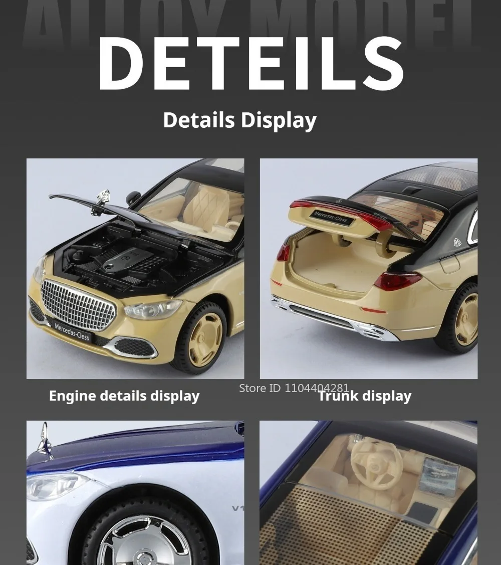 1:24 Pickup S680 Model Toys Alloy Diecast Car Front Wheel Steering Doors Opened Sound Light Pull Back Vehice Boy Christmas Gift