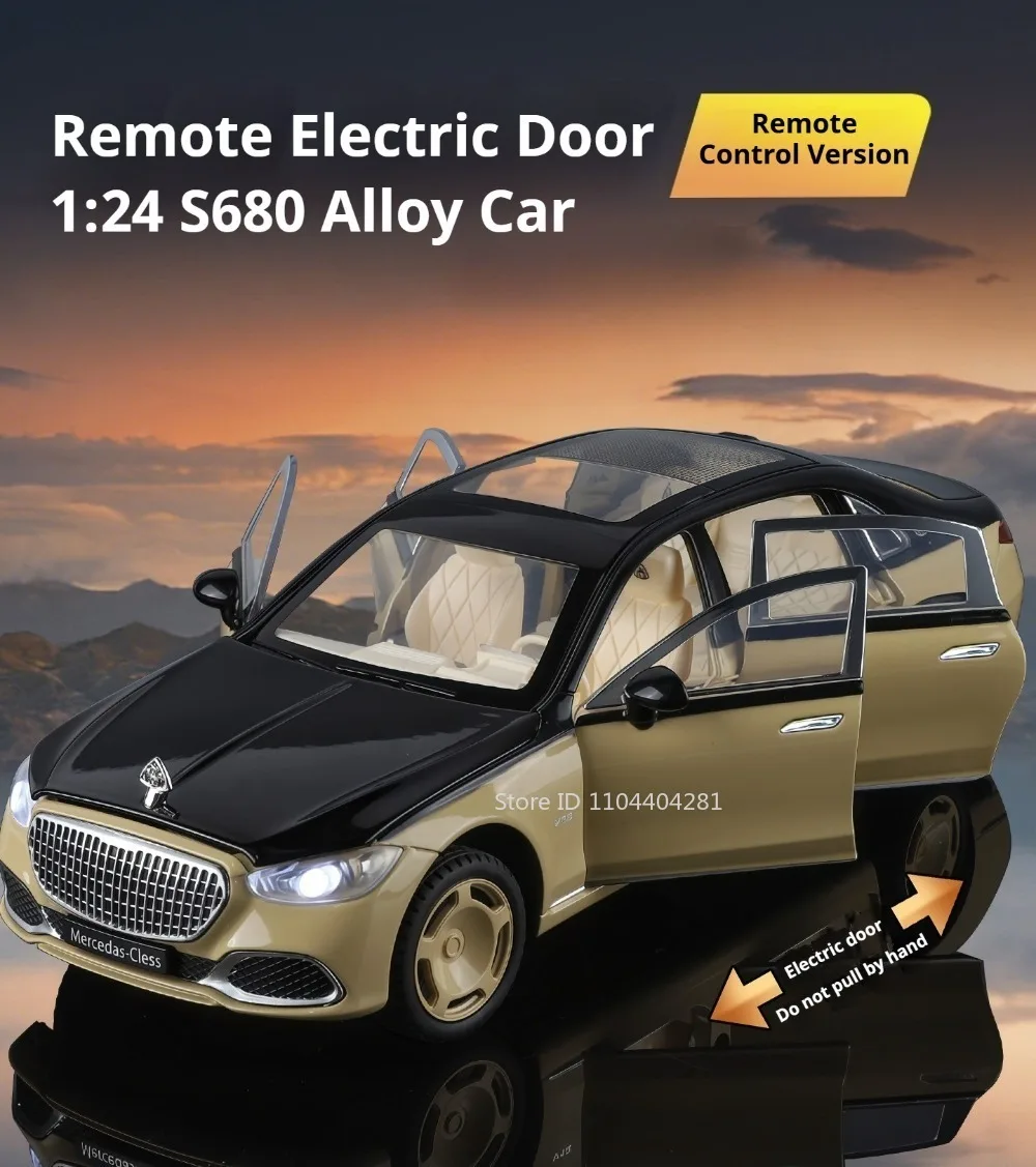 1:24 Pickup S680 Model Toys Alloy Diecast Car Front Wheel Steering Doors Opened Sound Light Pull Back Vehice Boy Christmas Gift