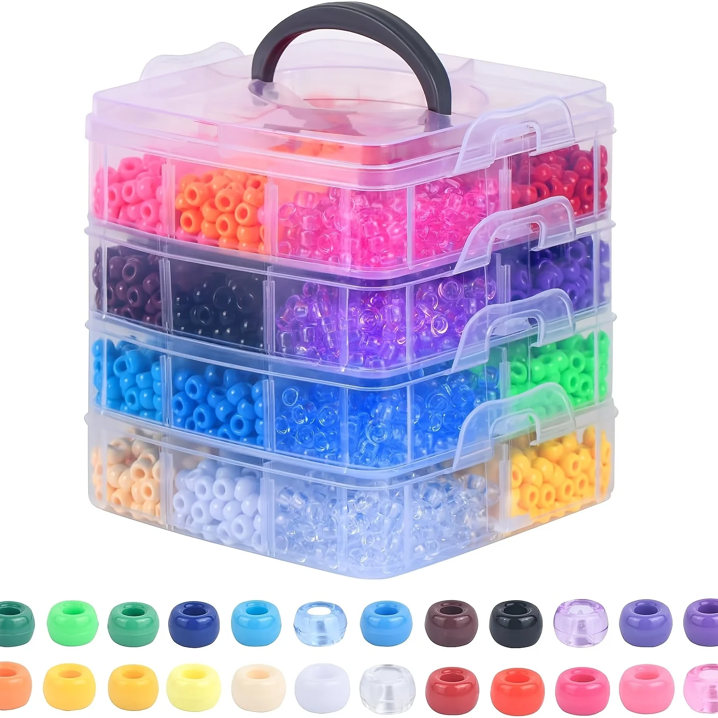 3600Pcs Pony Beads, 24 Colors Kandi Beads Bulk for Bracelets, Hair Braiding, DIY Jewelry & Christmas Gifts