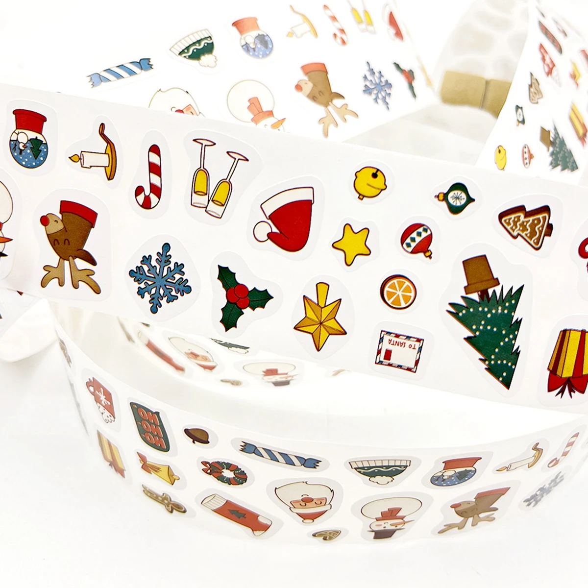 300pcs/roll Cartoon Christmas Theme Gift Tag Sticker Holiday Birthday Party Gift Decoration Praise Sticker Reward Stickers Label