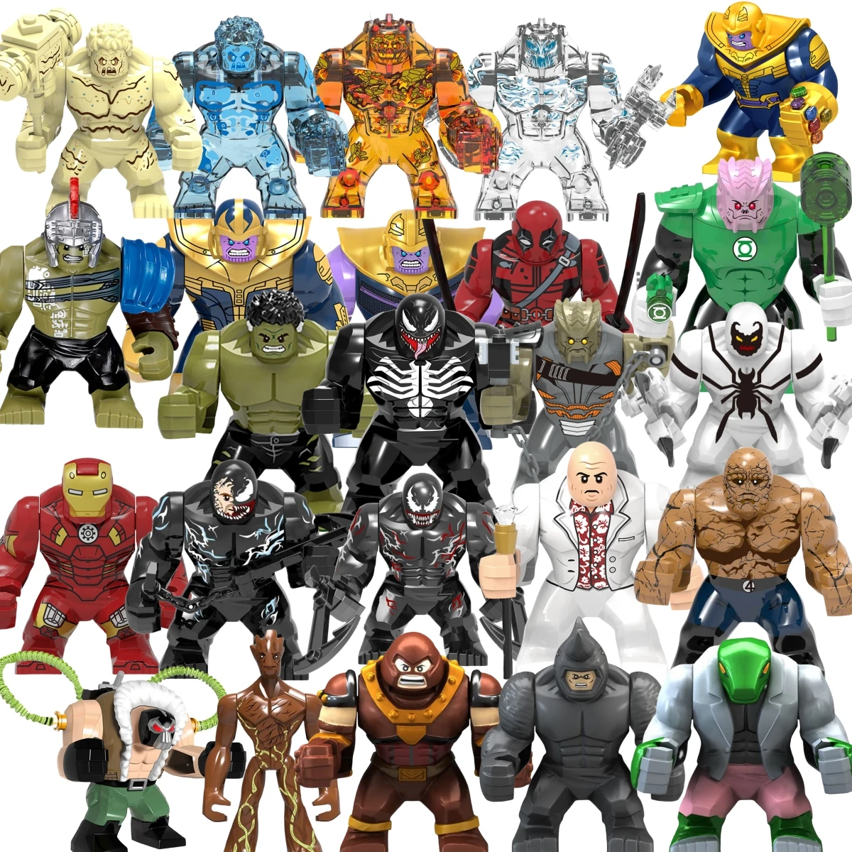 Blind Box Mini Building Blocks X1255 Figures Big Goblin Spiderman Iron Man Venom Captain Hawk Deadpool Armor Christmas Gift Toys
