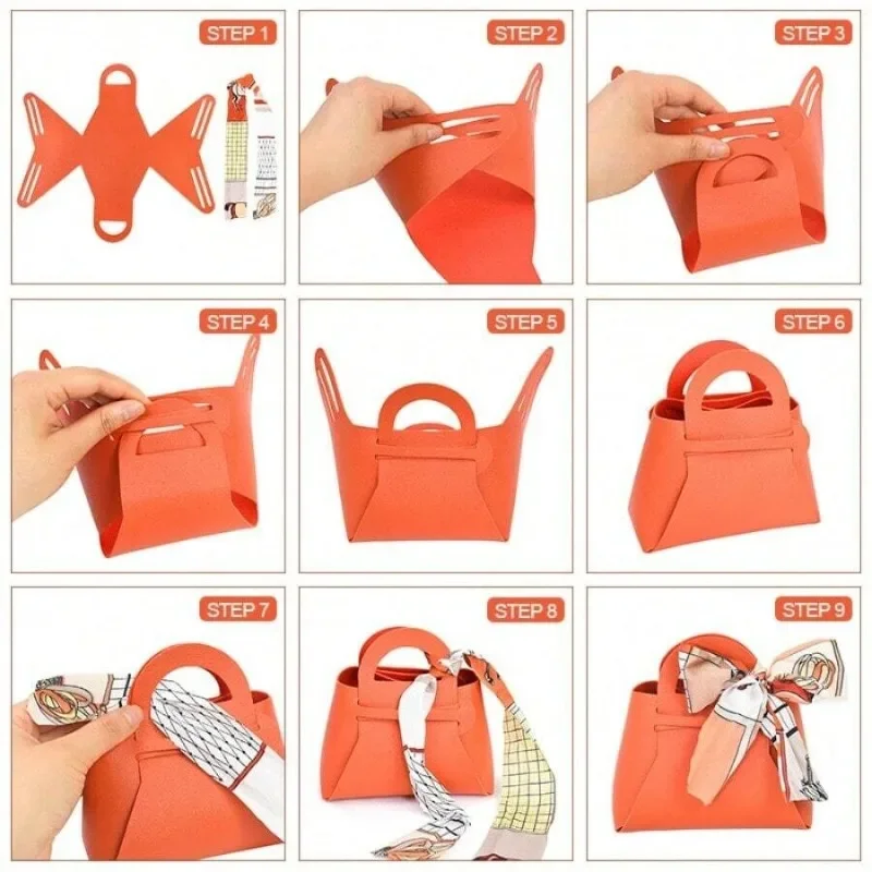 20PCS Leather Gift Bags Bow Ribbon Packaging Bag Wedding Favour Distributions Bags Christmas Candy Packaging Box Mini Handbag