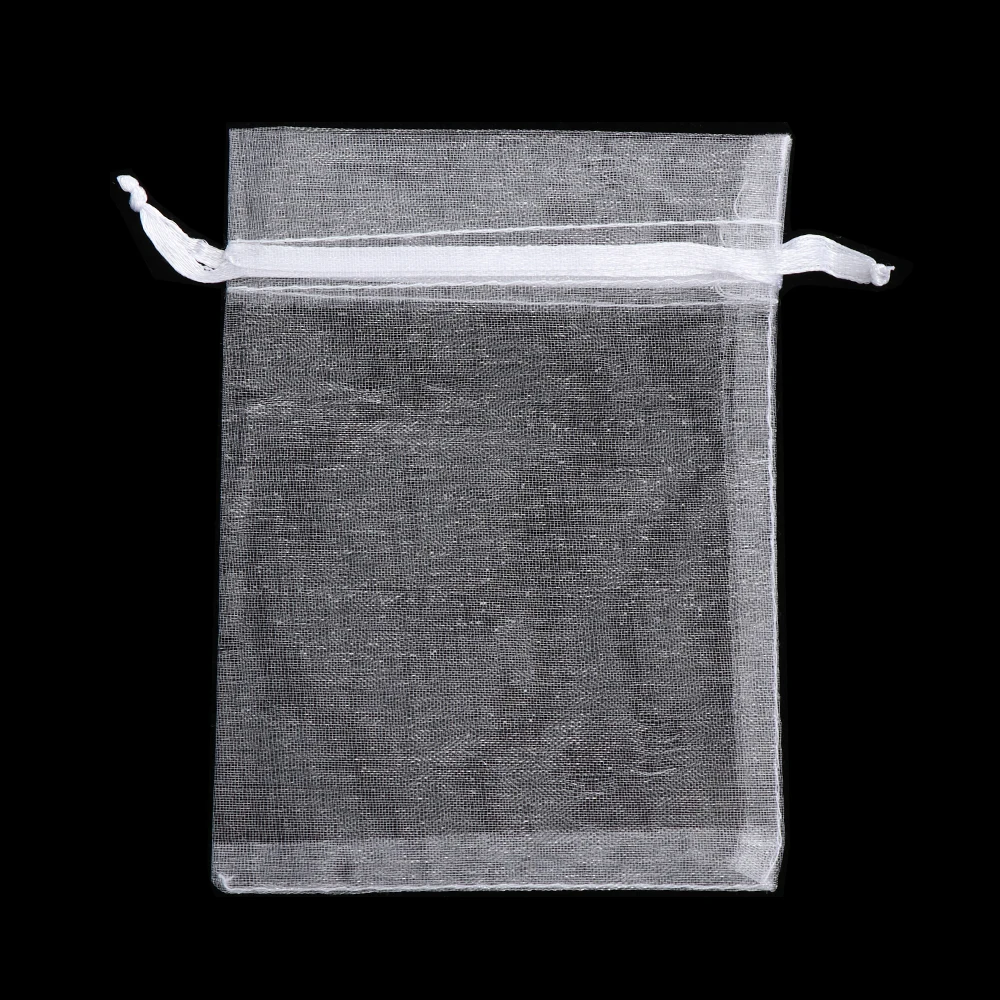 25/50Pcs White Drawstring Pocket Drawable Candy Pouches Organza Gauze Sachet Gift Bags Jewelry Packing Christmas Party Supply