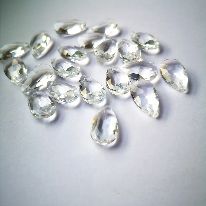 Top Quality 50pcs/lot 16mm Clear K9 Crystal Chanderlier Prisms Glass Faceted Pear Drops Diy Christmas Ornaments Glass Suncatcher