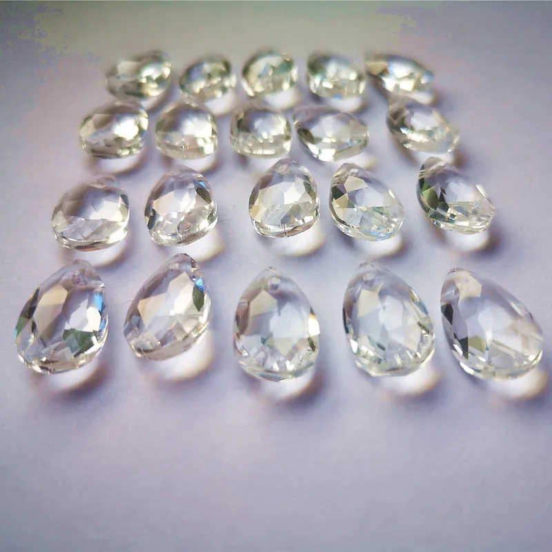 Top Quality 50pcs/lot 16mm Clear K9 Crystal Chanderlier Prisms Glass Faceted Pear Drops Diy Christmas Ornaments Glass Suncatcher