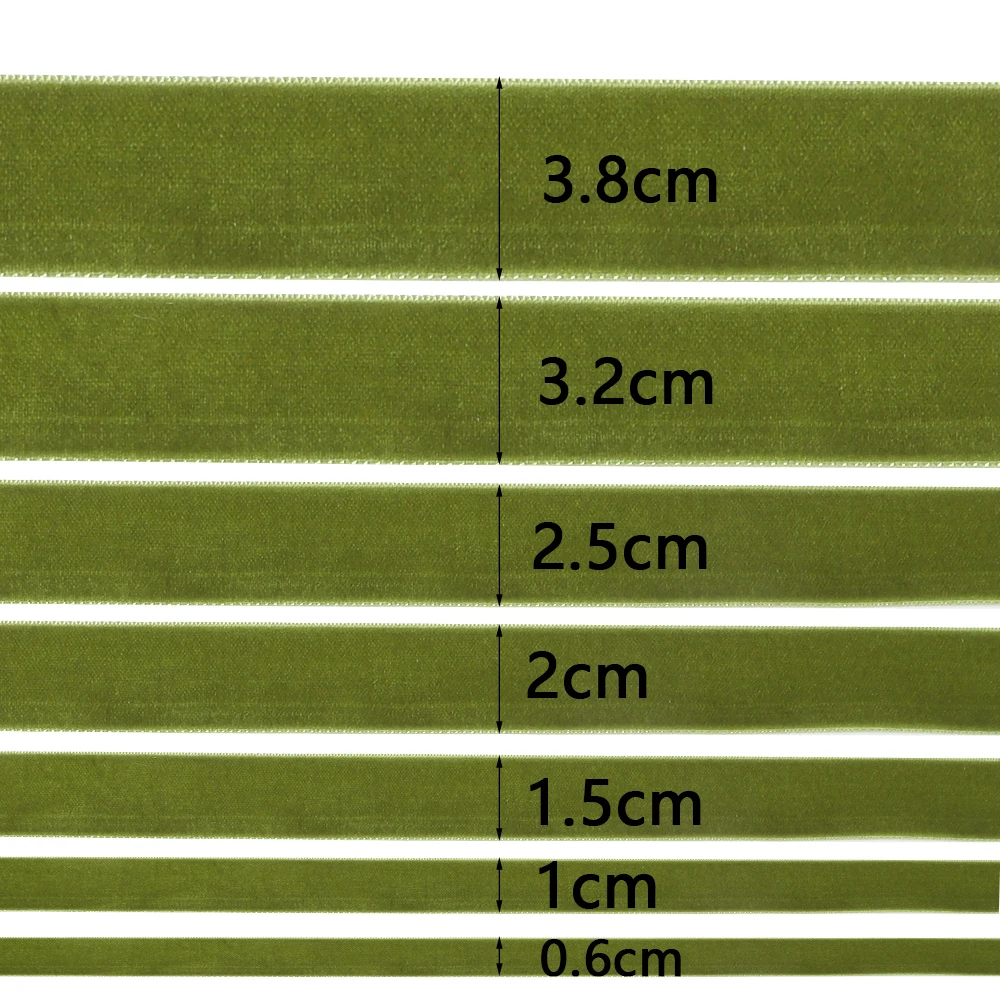 6-38mm 5-10yards Olive Green Single Face Velvet Ribbon Party Decoration Handmade Gift Wrapping Hair Bowknot DIY Christmas Ribbon