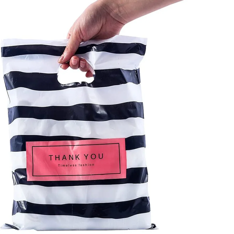 50/100pcs Fashion Thank You Plastic Shopping Gift Bags For Birthday Party Christmas Gift Packaging