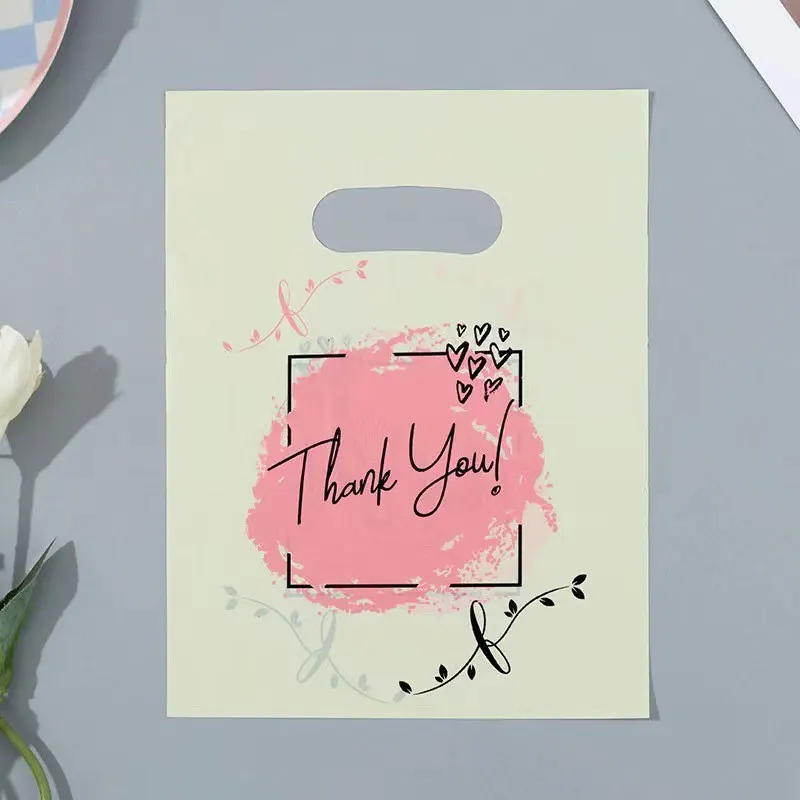 50/100pcs Fashion Thank You Plastic Shopping Gift Bags For Birthday Party Christmas Gift Packaging