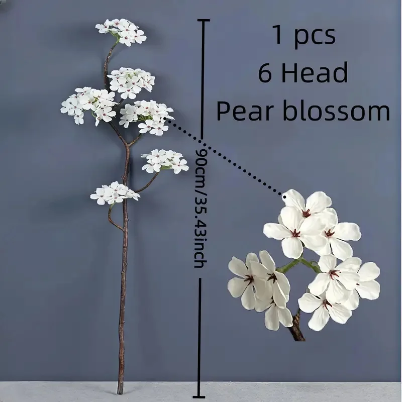 Luxury Artificial Pear Blossom Autumn Winter 90cm Slik Fake Flower For Living Room Wedding Party Decor Christmas Outdoor Floral