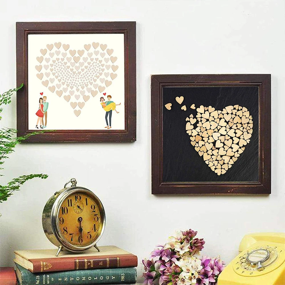 50/100/200Pcs Unfinished Wooden Hearts for Crafts 1-6cm Heart Blank Wood Ornaments Birthday Wedding Party Christmas Decor