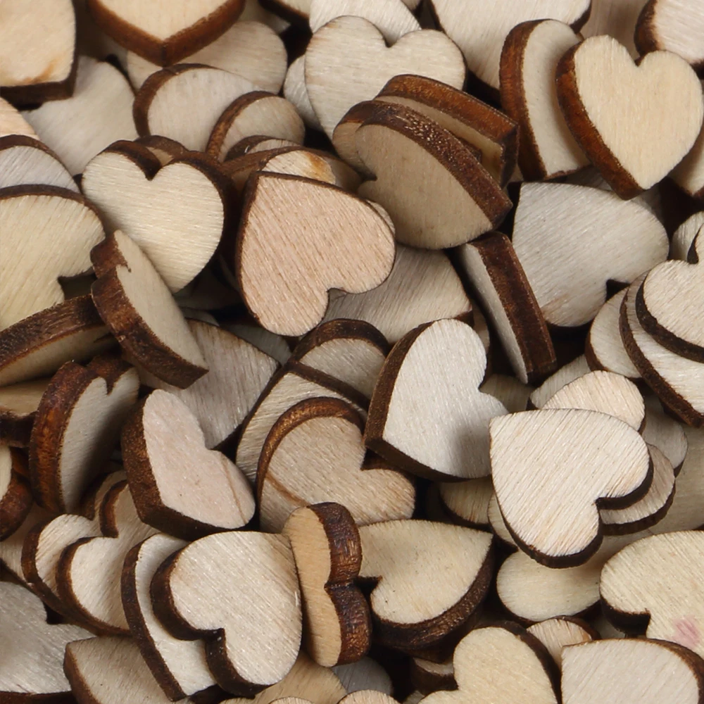 50/100/200Pcs Unfinished Wooden Hearts for Crafts 1-6cm Heart Blank Wood Ornaments Birthday Wedding Party Christmas Decor