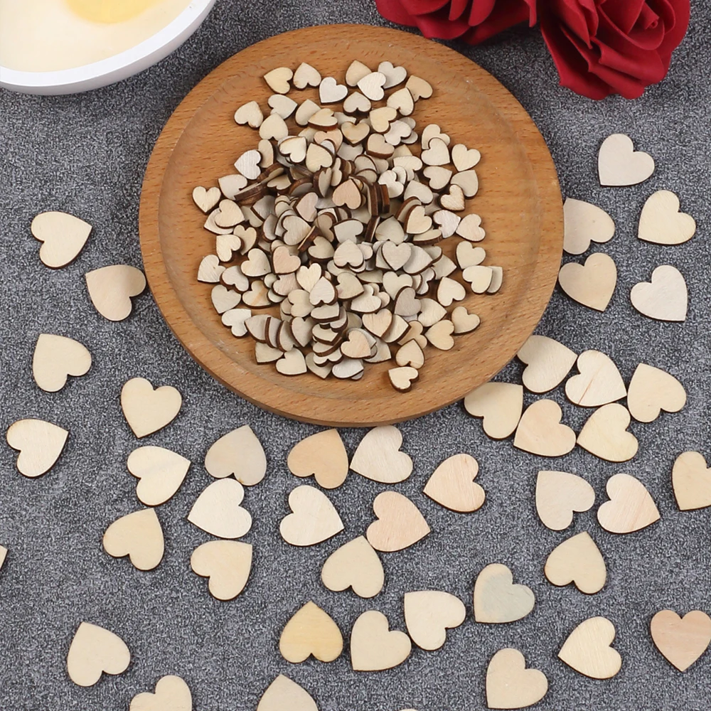 50/100/200Pcs Unfinished Wooden Hearts for Crafts 1-6cm Heart Blank Wood Ornaments Birthday Wedding Party Christmas Decor