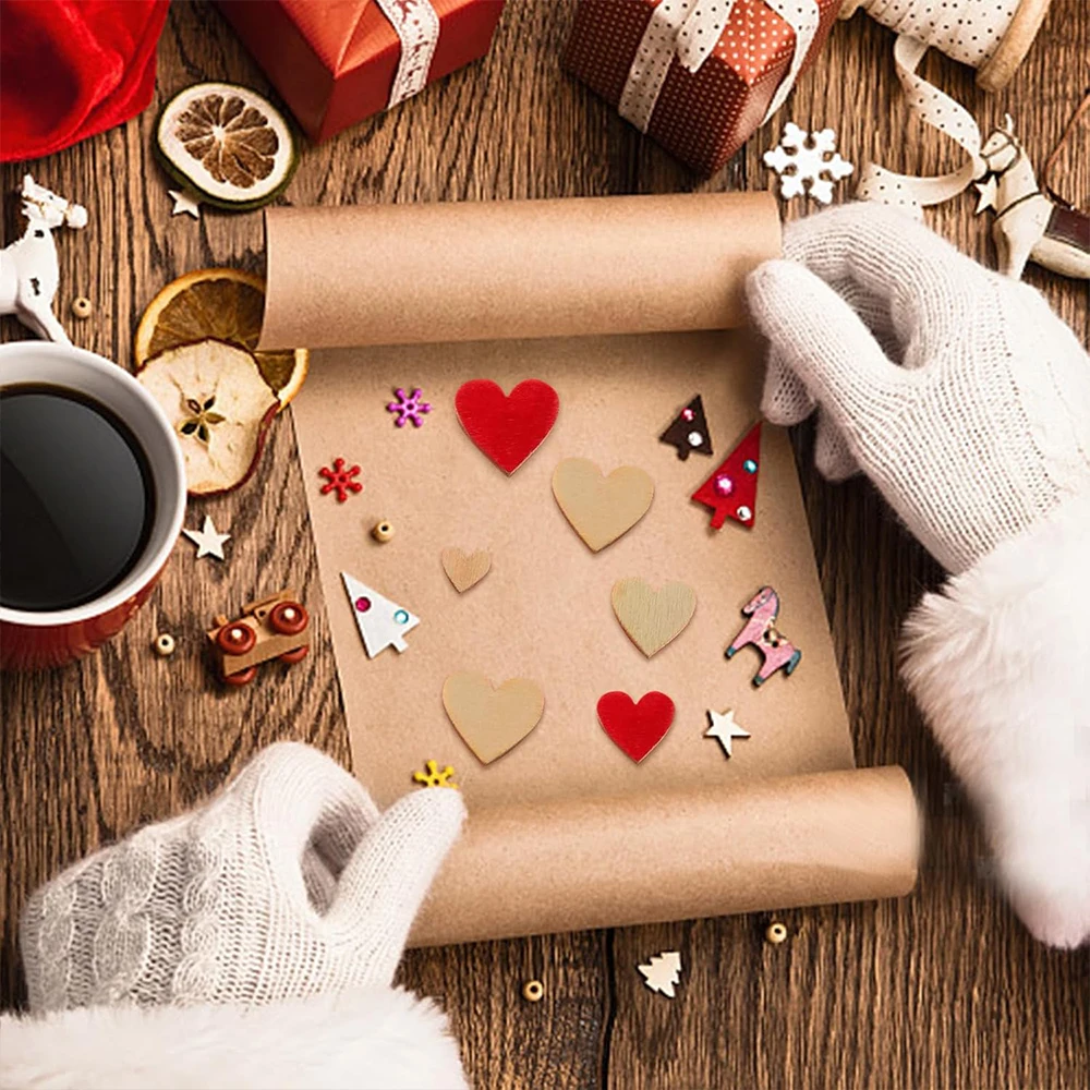 50/100/200Pcs Unfinished Wooden Hearts for Crafts 1-6cm Heart Blank Wood Ornaments Birthday Wedding Party Christmas Decor