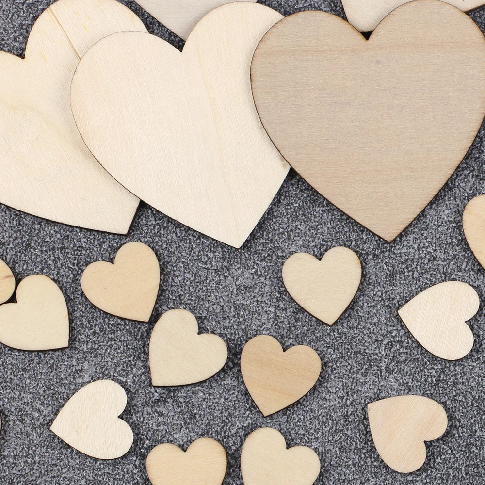 50/100/200Pcs Unfinished Wooden Hearts for Crafts 1-6cm Heart Blank Wood Ornaments Birthday Wedding Party Christmas Decor