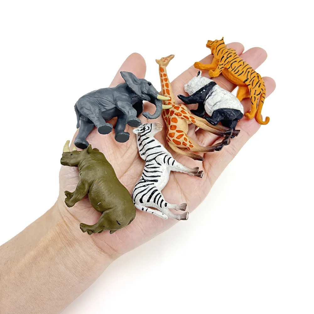 12pcs/set Updated Simulated Wild Animals Lion Tiger Toy Model Realistic Giraffe Zebra Panda Toys For Children Christmas Gifts