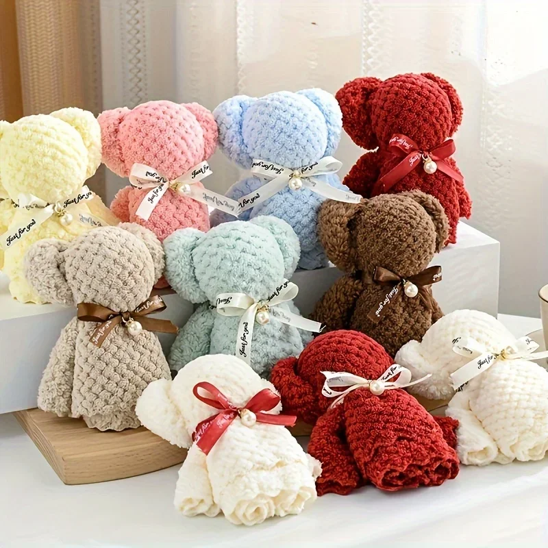 20pcs/10SET Teddy Bear Towel Gift Set, Wedding Companion Gift, Comes with Transparent Bag Suitable for Christmas, Birthday