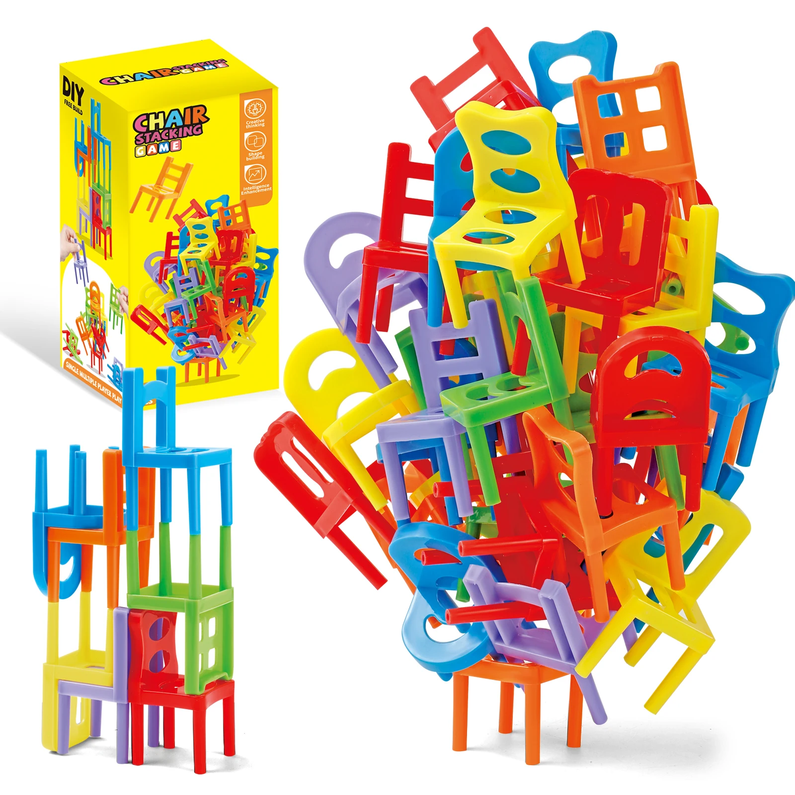 Building & Stacking Chair Set: Educational Toy for Family Gatherings, Random Colors/Styles, Christmas/Halloween/Thanksgiving