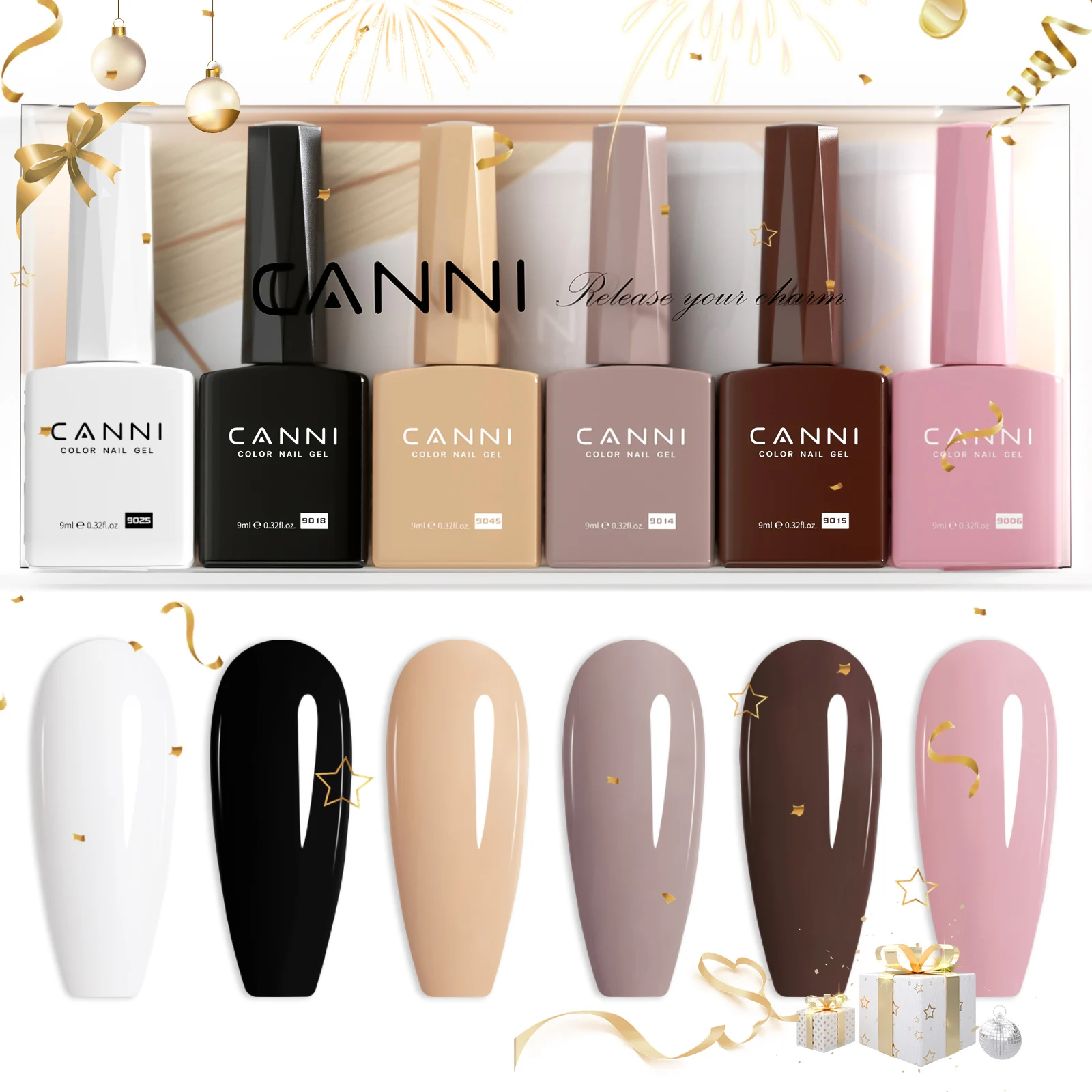CANNI HEMA FREE 9ml Nail Gel Polish Kit Great Coverage Color Gel Set Nail Manicure Soak Off UV LED Christmas Red Gift Gel Nail