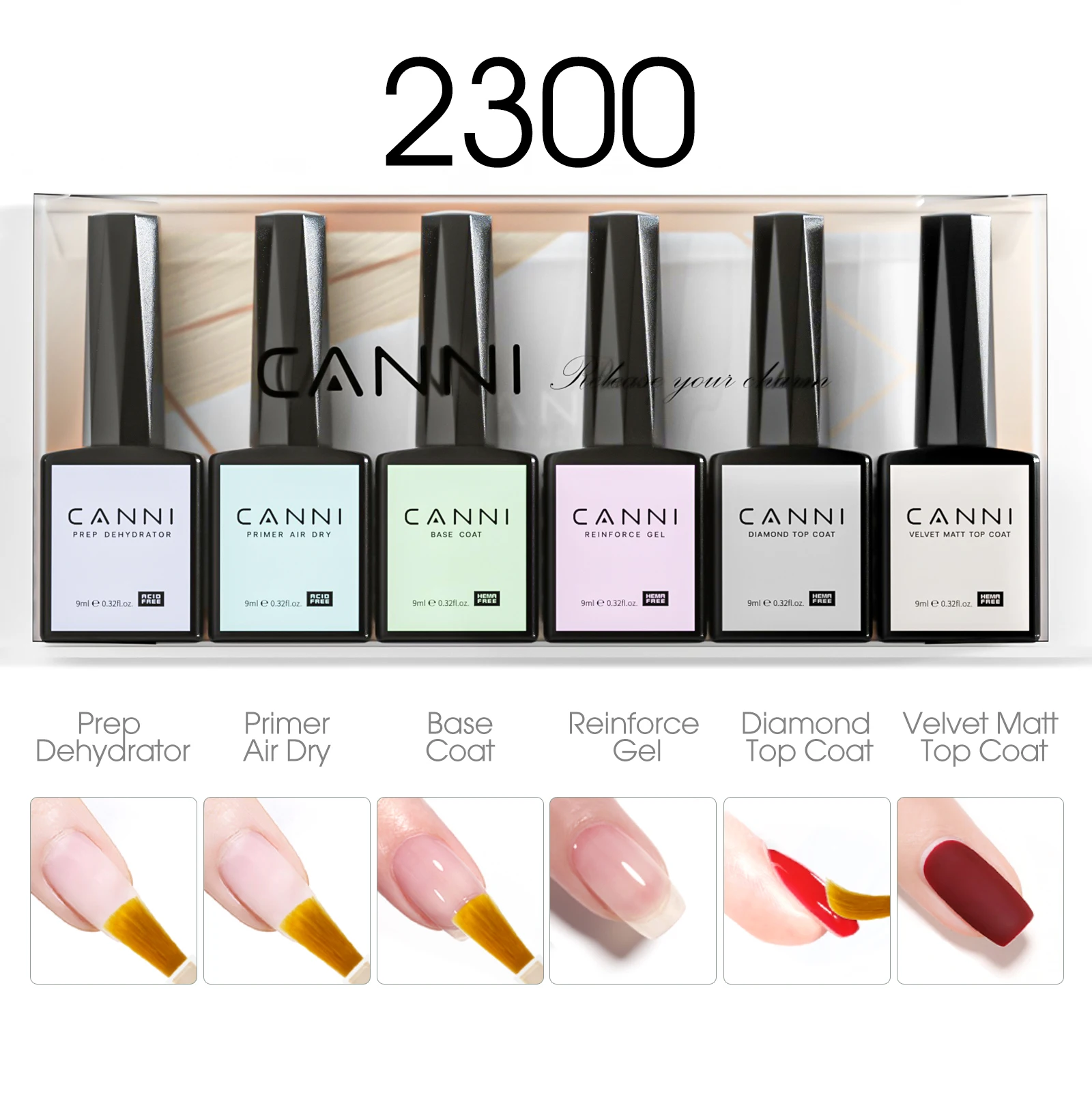 CANNI HEMA FREE 9ml Nail Gel Polish Kit Great Coverage Color Gel Set Nail Manicure Soak Off UV LED Christmas Red Gift Gel Nail