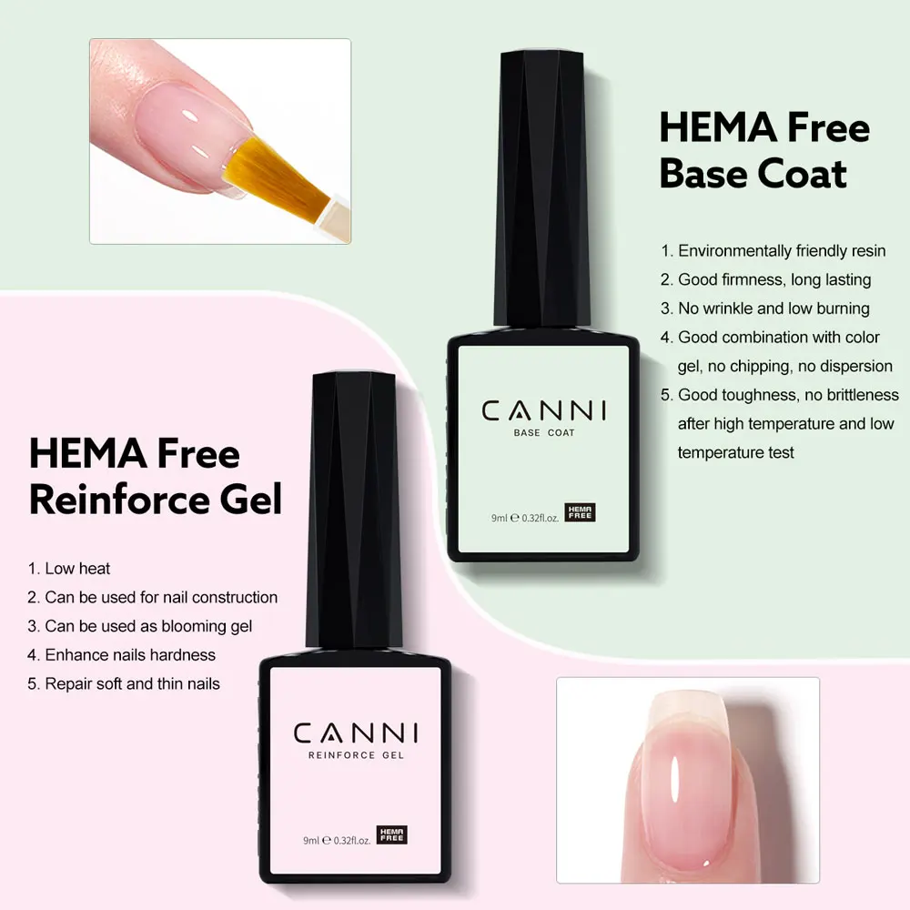 CANNI HEMA FREE 9ml Nail Gel Polish Kit Great Coverage Color Gel Set Nail Manicure Soak Off UV LED Christmas Red Gift Gel Nail