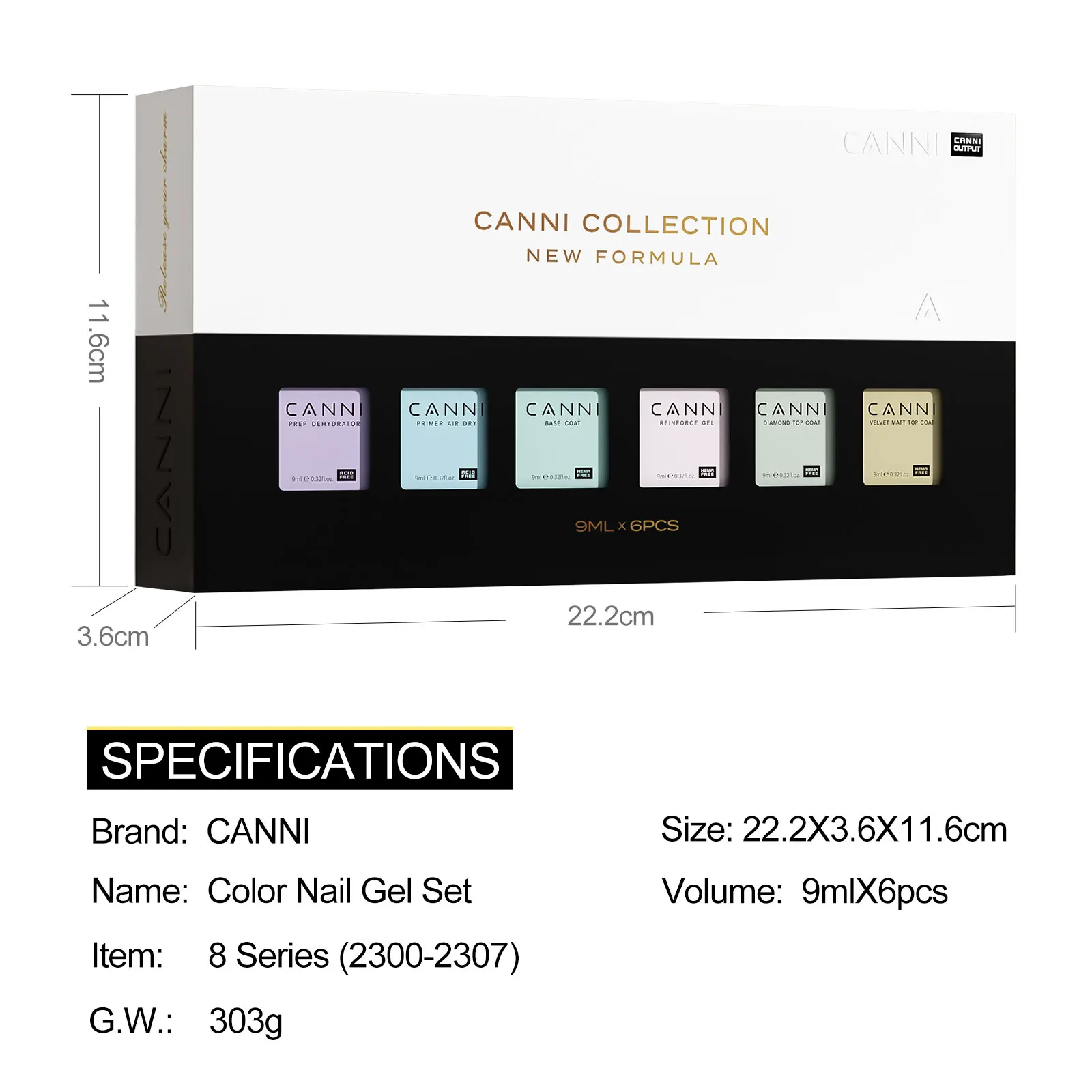 CANNI HEMA FREE 9ml Nail Gel Polish Kit Great Coverage Color Gel Set Nail Manicure Soak Off UV LED Christmas Red Gift Gel Nail