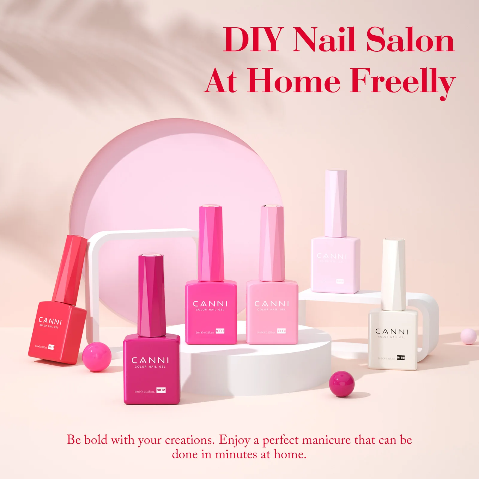 CANNI HEMA FREE 9ml Nail Gel Polish Kit Great Coverage Color Gel Set Nail Manicure Soak Off UV LED Christmas Red Gift Gel Nail