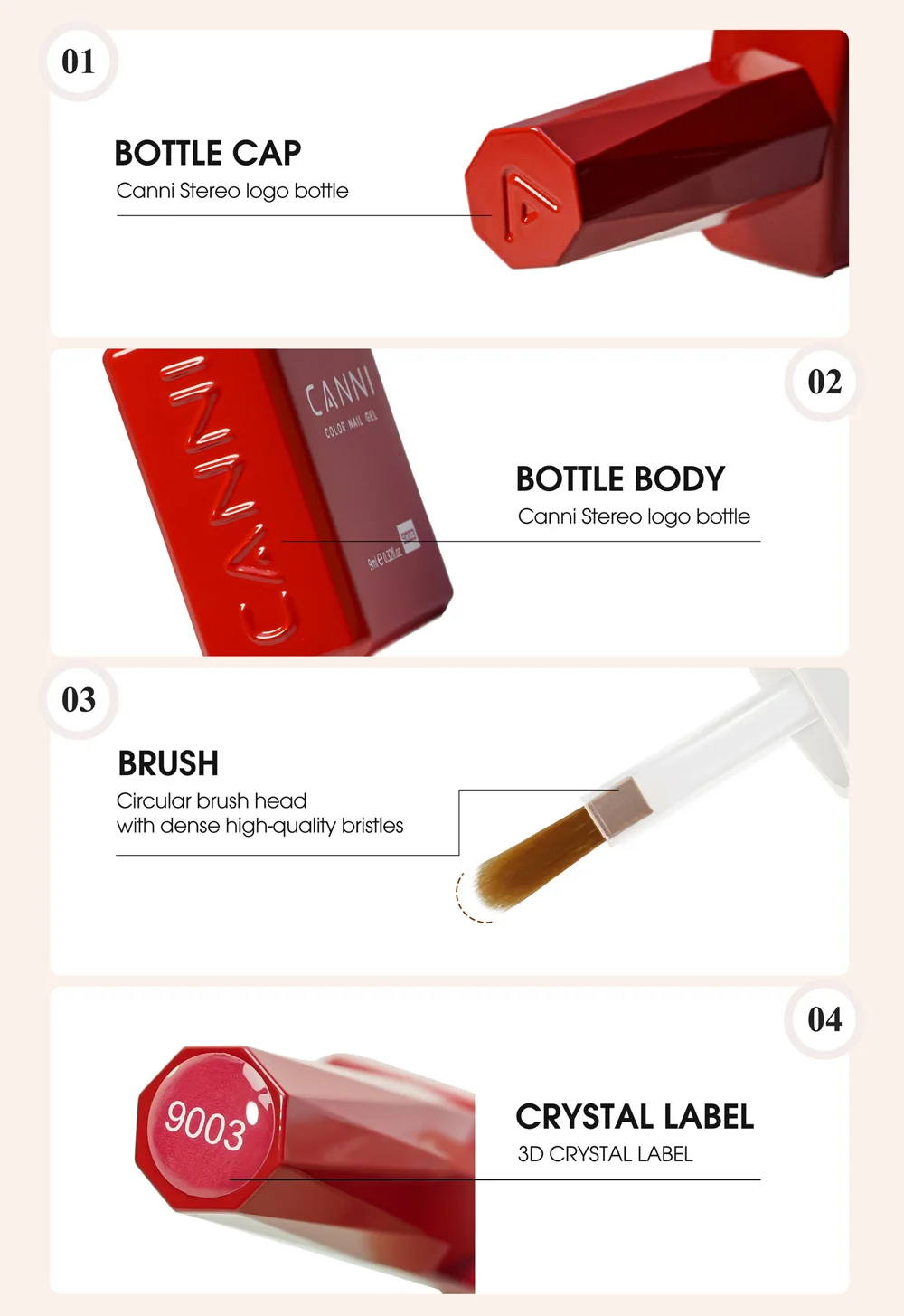 CANNI HEMA FREE 9ml Nail Gel Polish Kit Great Coverage Color Gel Set Nail Manicure Soak Off UV LED Christmas Red Gift Gel Nail