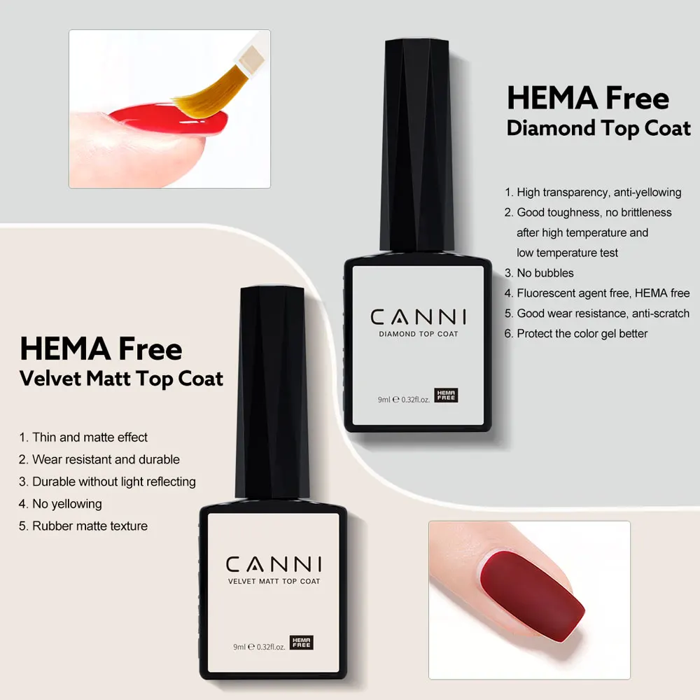 CANNI HEMA FREE 9ml Nail Gel Polish Kit Great Coverage Color Gel Set Nail Manicure Soak Off UV LED Christmas Red Gift Gel Nail