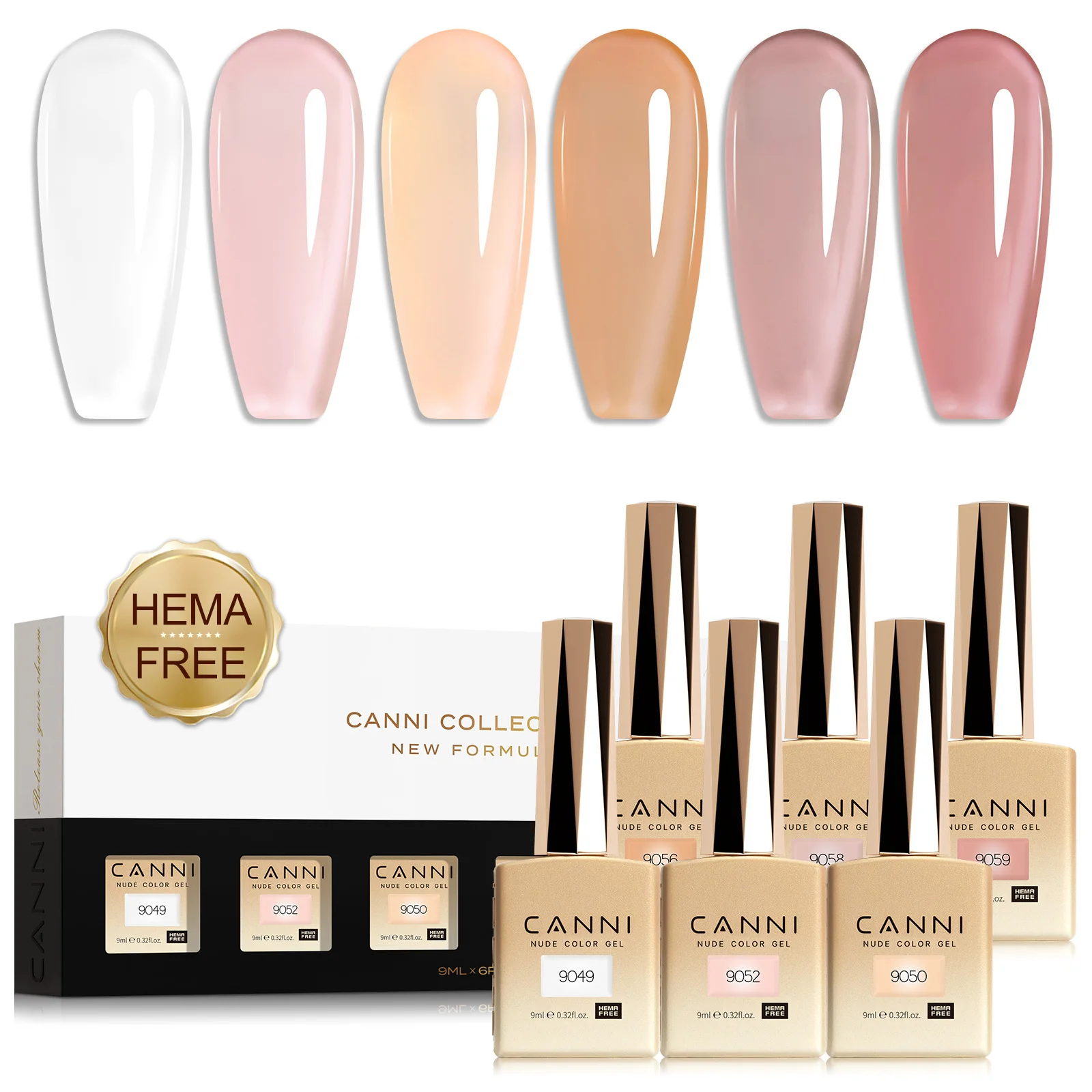 CANNI HEMA FREE 9ml Nail Gel Polish Kit Great Coverage Color Gel Set Nail Manicure Soak Off UV LED Christmas Red Gift Gel Nail